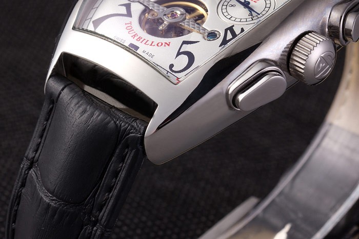 Franck Muller Casablanca Black Croco Leather Strap Tourbillon